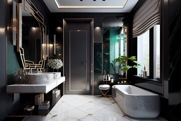 luxury hotel bathroom made with generative ai