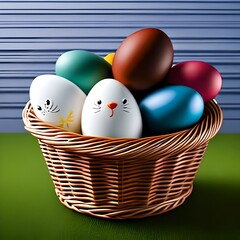 easter eggs in basket