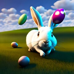 easter bunny with eggs