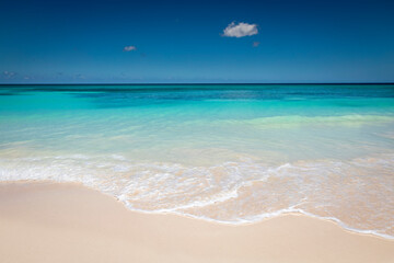 Tropical beach in caribbean sea, idyllic Saona island, Dominican Republic