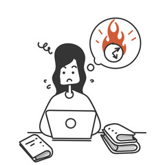 hand drawn doodle student learning hard for exam or work illustration