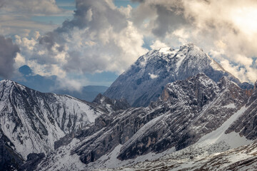 Snowcapped Zugspitze massif landscape, Garmisch Partenkirchen, Germany