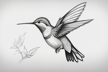 Cartoon of a hummingbird. Quick drawing of a bird. Generative AI