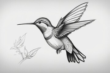 Obraz premium Cartoon of a hummingbird. Quick drawing of a bird. Generative AI