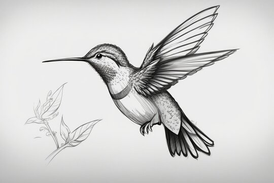 Cartoon of a hummingbird. Quick drawing of a bird. Generative AI