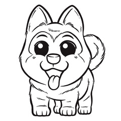 Obraz na płótnie Canvas Vector illustration of Cartoon Dog - Coloring book for kids, Siberian husky puppy