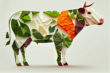 Plant-based meat cow, Generative AI..