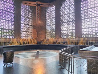 Aparecida, Sao Paulo, Brazil - November 30, 2022.Candle room inside the Nova Basilica de Aparecida cathedral.