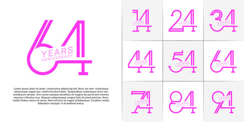 set of anniversary logotype purple and pink color for special celebration event