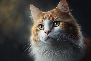 Obraz premium Portrait of cute, lovely cat. Generative AI