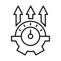 Business icon logo with time management icon. The time management icon is depicted with a clock and an up arrow which means planning time so that you can do the best activities with the time you have