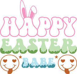 Obraz premium happy easter Groovy svg design, easter bunny Quotes design