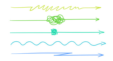 Hand drawn infographic elements on white. Abstract multicolored arrows. Line art. Colorful illustration. Doodles for artwork