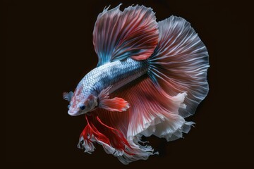 lone betta fish swimming with its tail. Generative AI