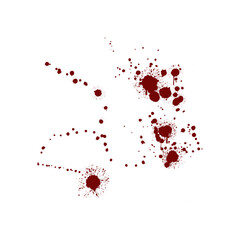 Red blood splatter stain on white background	