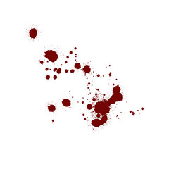 Red blood splatter stain on white background	