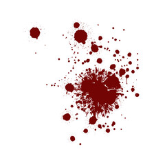 Red blood splatter stain on white background	
