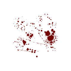 Red blood splatter stain on white background	