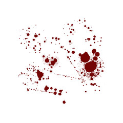 Red blood splatter stain on white background	