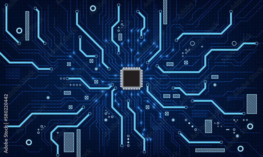 Poster circuit board. technology background. central computer processors cpu concept. motherboard digital c