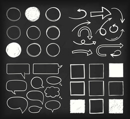 Handdrawn elements - circles, arrows, speech bubbles and squares
