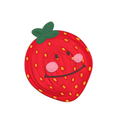 Cute strawberry fruit stationary sticker oil painting