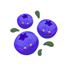 Naklejka premium Cute blueberry fruit stationary sticker oil painting