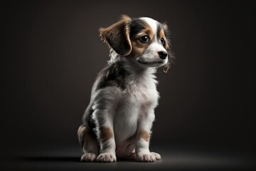 Studio shot of a cute dog on an empty background. Generative AI