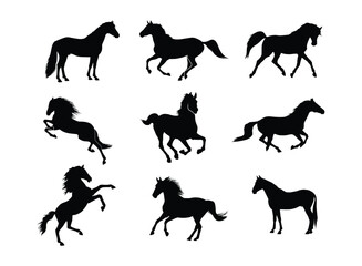 horse silhouette set in variety pose