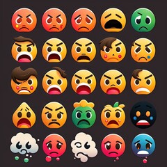 Fototapeta premium Set of super funny emoticons, emoji. Generative AI
