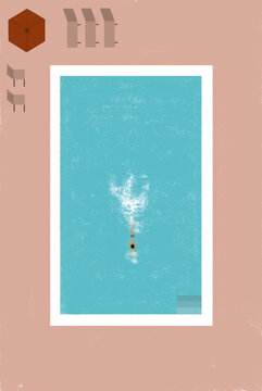 illustration of a man swimming in a pool
