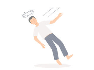 Isolated of a fainting man in flat vector illustration.	
