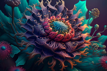 Fototapeta na wymiar Gorgeous fantasy flower style unique flowers.Generative AI