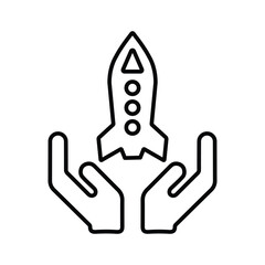 Start up icon. Line, outline design.