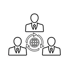 Teamwork network icon. Line, outline design.