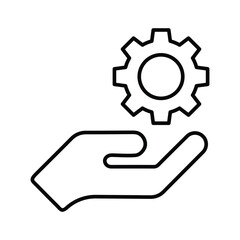 Technical Support hand icon. Line, outline design.