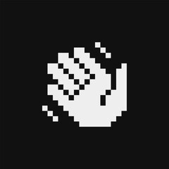 Waving hand emoji. Pixel art style. Isolated vector illustration.