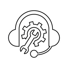Technical Support icon. Line, outline design.