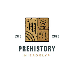 Hieroglyph ancient pre history egypt coptic logo icon, hand drawn vintage vector illustration.