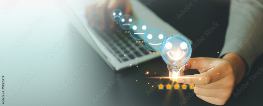 Aufkleber customer service satisfaction survey feedback for business review rating and best service or finance