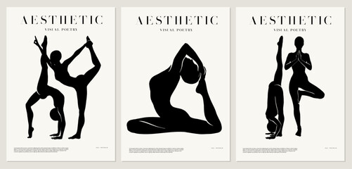 Vector minimalistic placard with illustration. Creative abstract artwork with hand drawn silhouette .