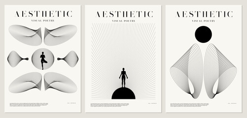 Vector minimalistic placard with illustration. Creative abstract artwork with hand drawn silhouette .