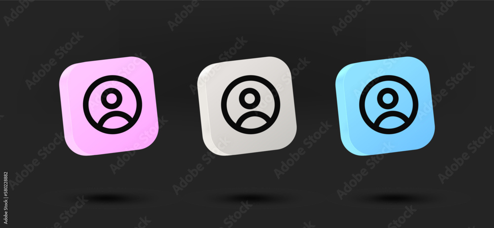 Poster Color user icons collection. 3d vector isolated on black background