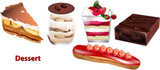Set of popular desserts and cakes. For menus or as icons
