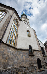 Fototapeta premium Parish church of St. Nicholas, in the old town of Hall in Tyrol, Austria