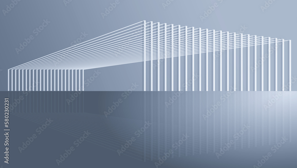 Poster 3d rendering of architectural space with line structure