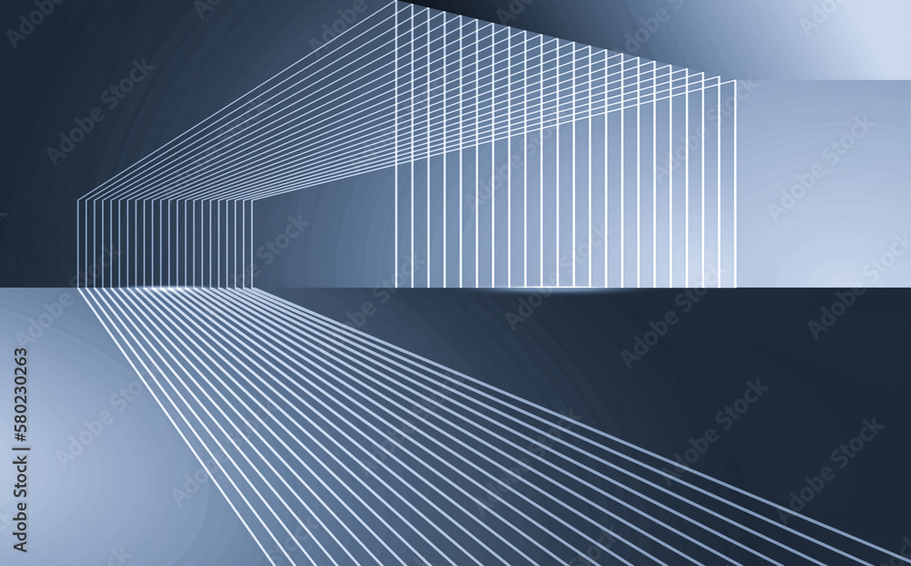 Poster 3d rendering of architectural space with line structure