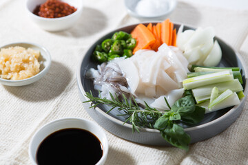 Today's dinner menu is squid
