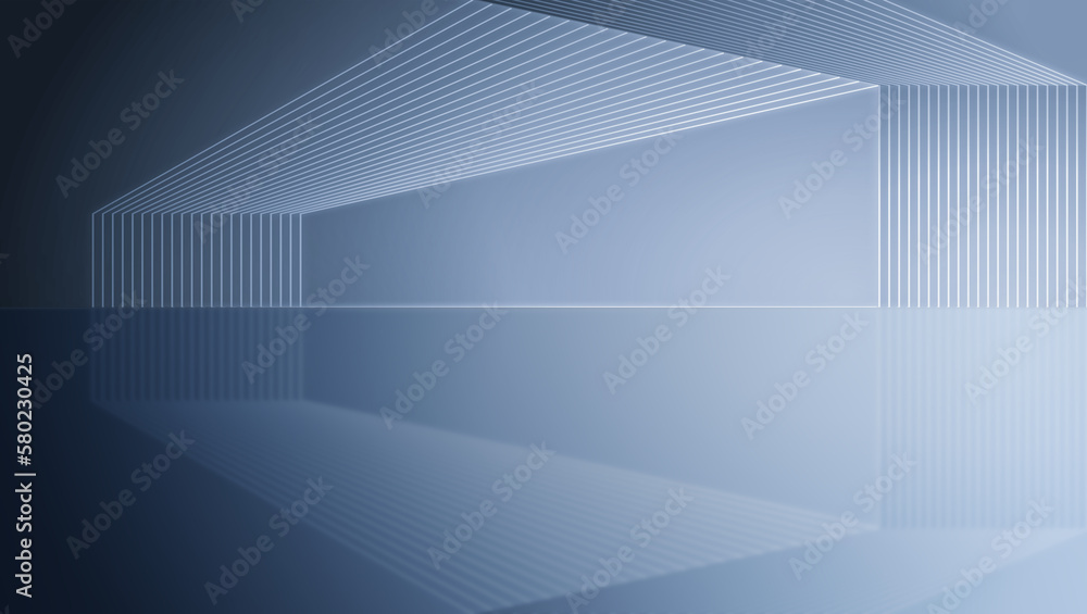 Poster 3d rendering of architectural space with line structure