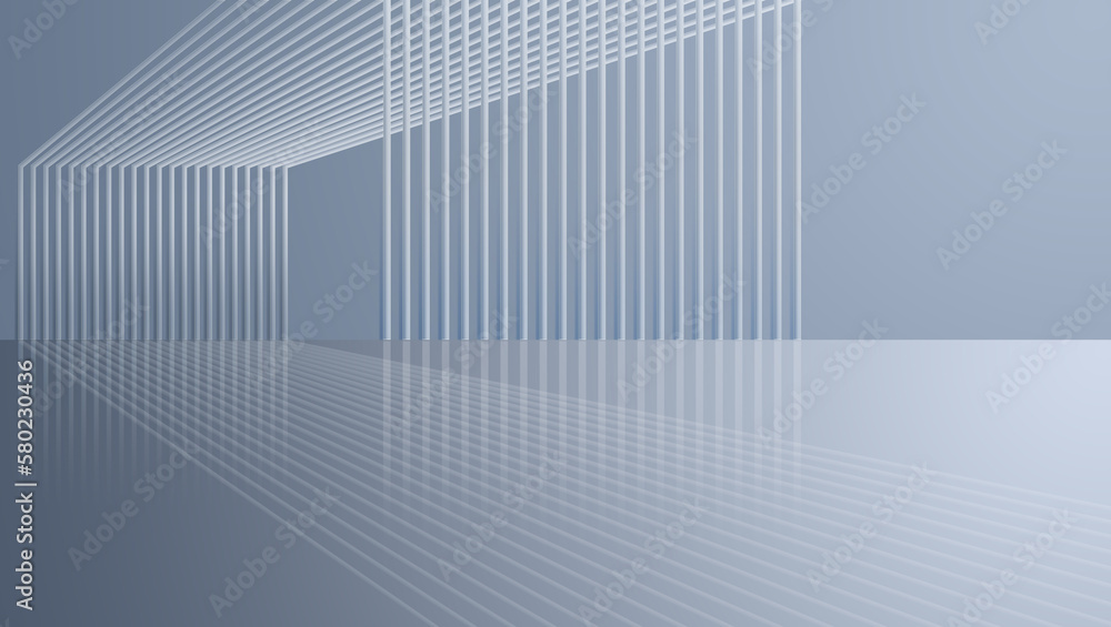 Poster 3d rendering of architectural space with line structure